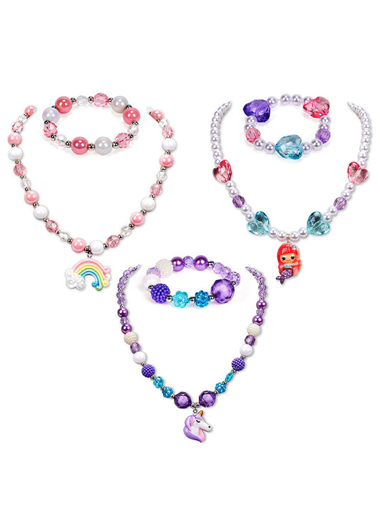 3 Sets Girl Princess Necklace Bracelet - Uporpor