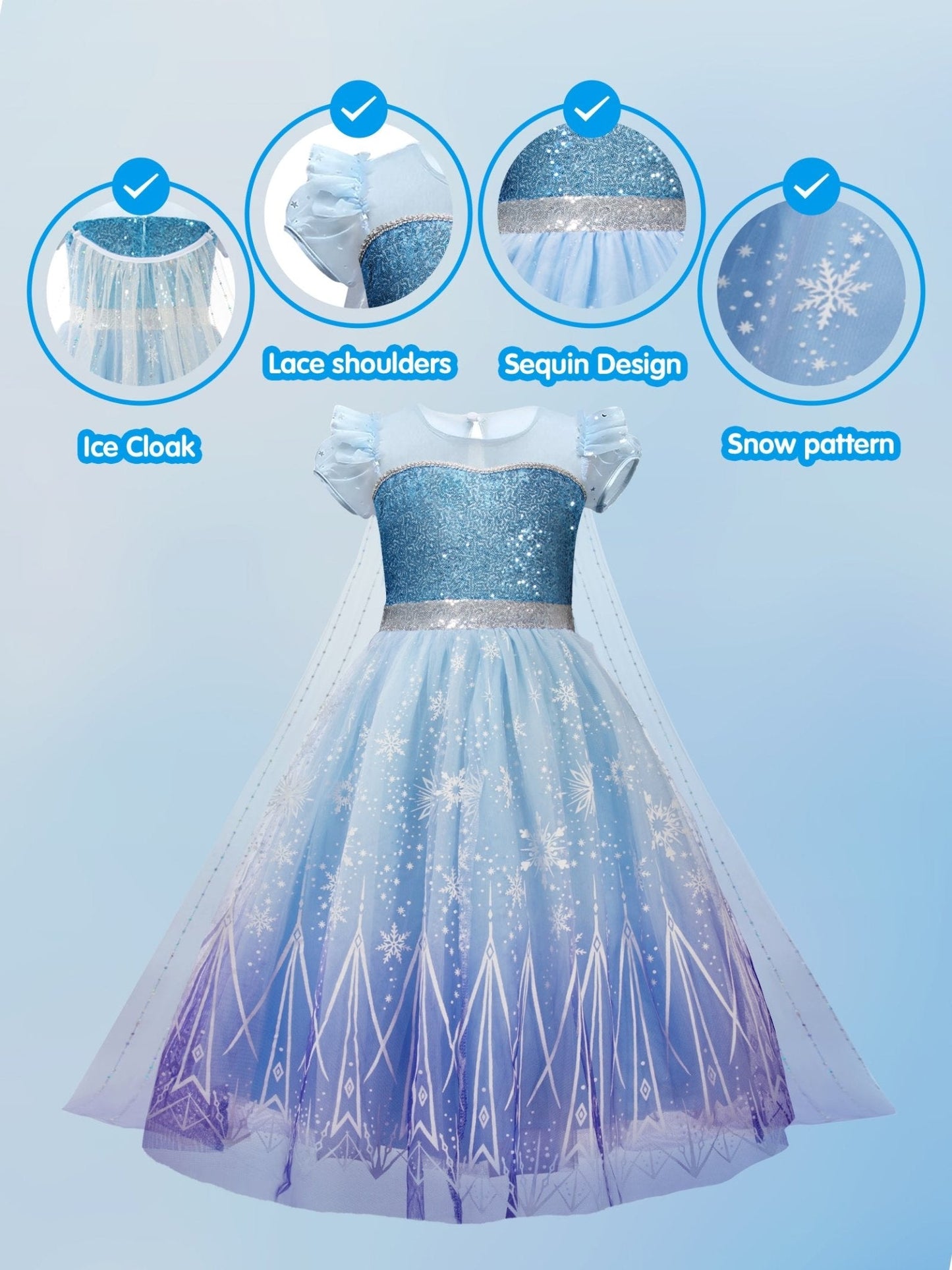 LED Snow Princess Costume For Girl - Uporpor