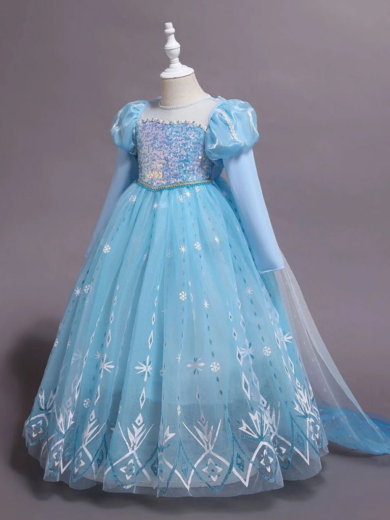 Light-Up Snow Princess Long-Sleeve Party Dress for Girls - Uporpor