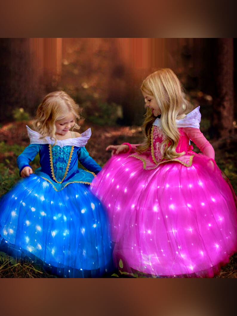 Light Up Princess Aurora Costume For Kids Sleeping Beauty - Uporpor