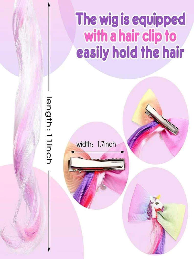 6 Colors Unicorn Bow Curly Ponytails Hair Clips - Uporpor - Uporpor