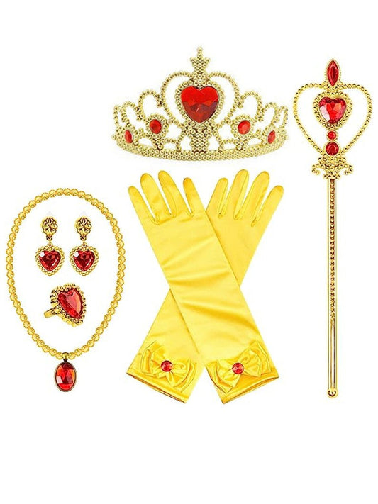 6 pcs/set Princess Dress Up Crowns Wands Necklaces Rings Gloves Earrings Cosplay - Uporpor