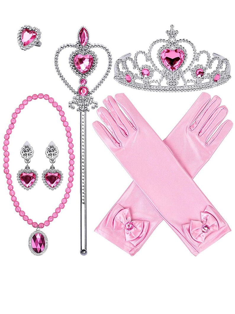 6 pcs/set Princess Dress Up Crowns Wands Necklaces Rings Gloves Earrings Cosplay - Uporpor