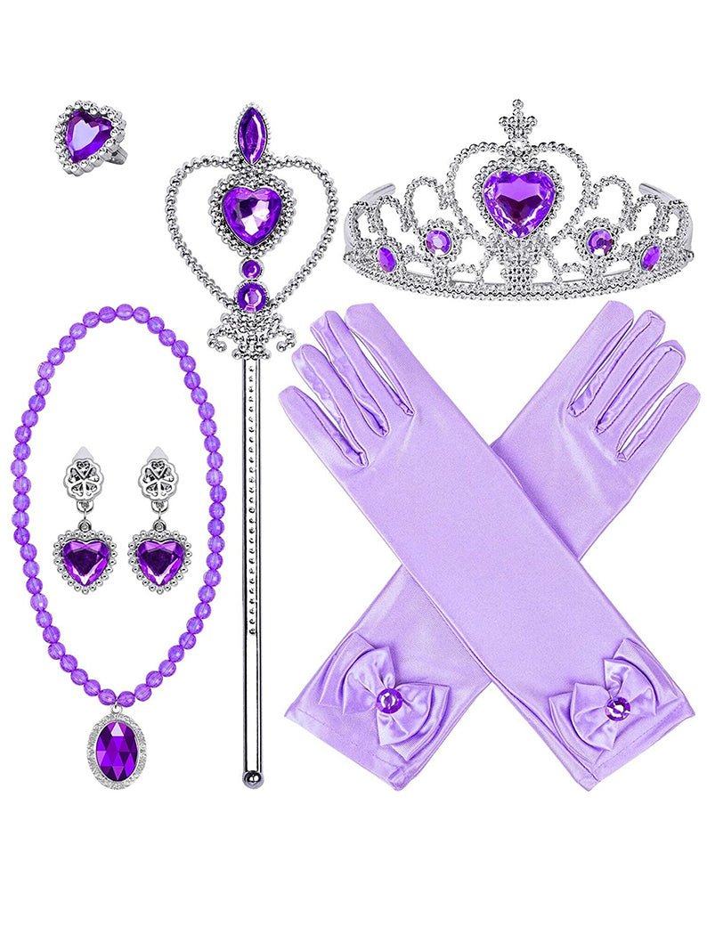 6 pcs/set Princess Dress Up Crowns Wands Necklaces Rings Gloves Earrings Cosplay - Uporpor