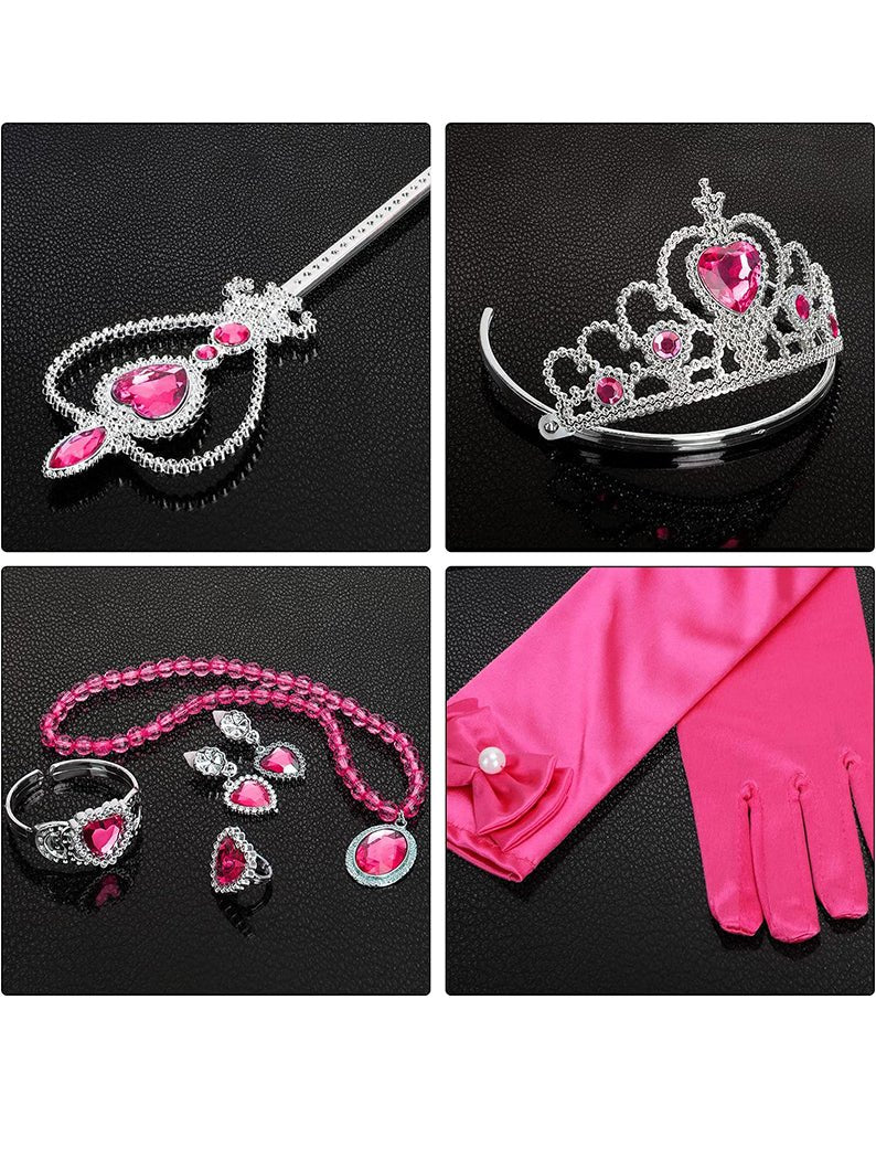 6 pcs/set Princess Dress Up Crowns Wands Necklaces Rings Gloves Earrings Cosplay - Uporpor