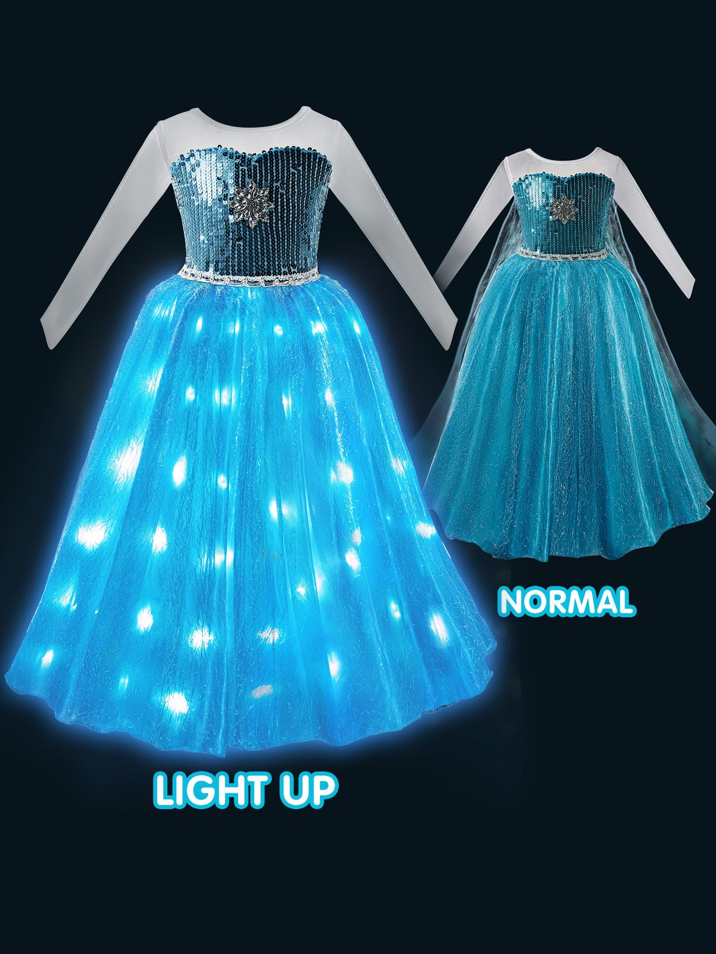 Light Up Snow Princess Dresses for Girls Party