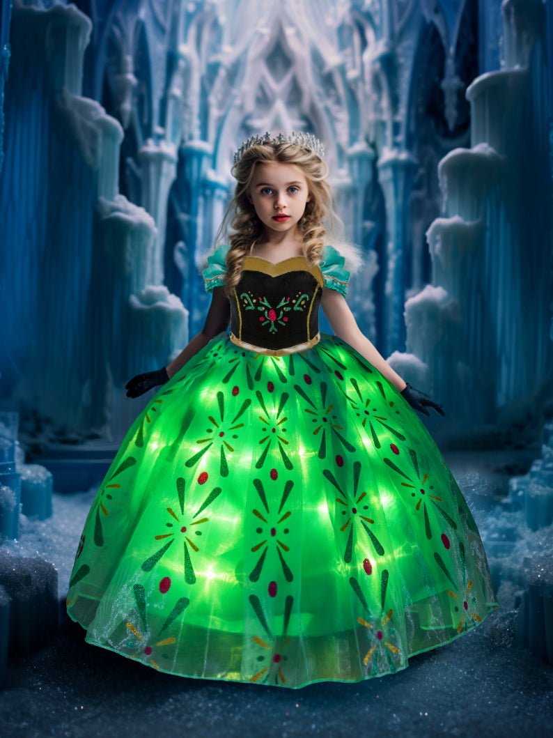 Anna LED Snow Princess Costume For Girl - Uporpor