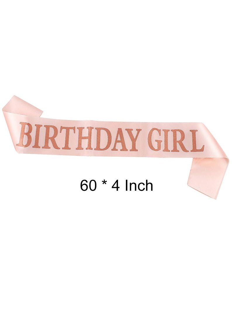 Birthday Girl Headband Princess Crown Rhinestonewith Sash Rose Gold Accessories - Uporpor - Uporpor