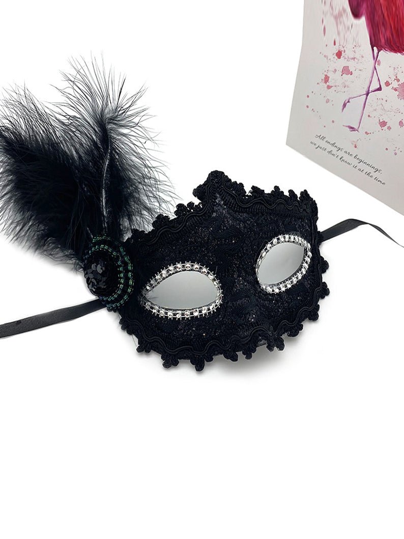 Costume Mask Feather Masquerade Mask Halloween Mardi Gras Cosplay Party Masque - Uporpor - Uporpor