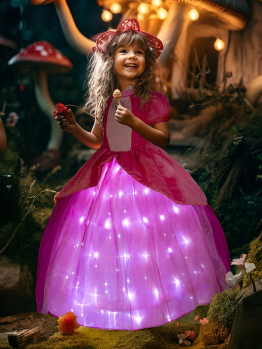 Glowing princess Peach Costume for Girl Birthday Party Outfit-Uporpor - Uporpor