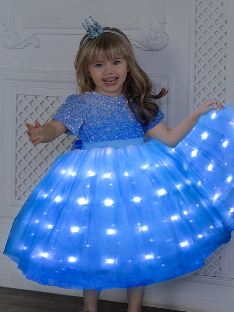 Glowing Sequins Princess A-Line Dress for Girl Party - UPORPOR - Uporpor