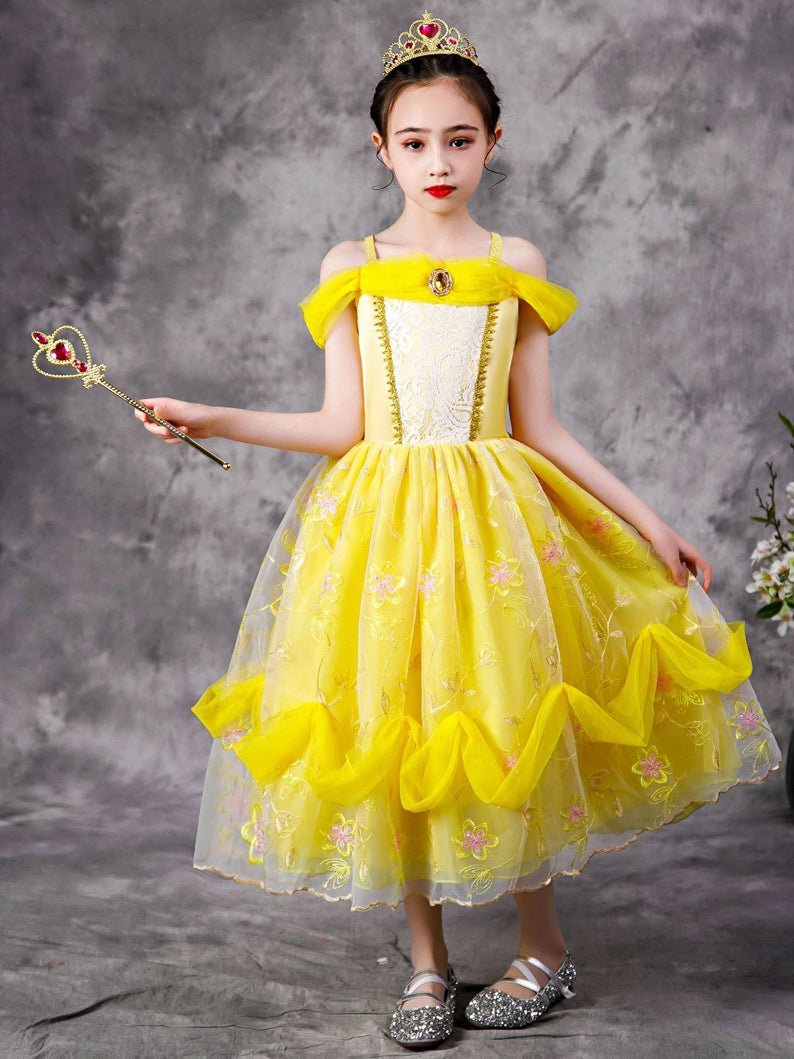 Glowing Short-sleeve Belle Princess Dress Up for Girls Costume Party - Uporpor - Uporpor