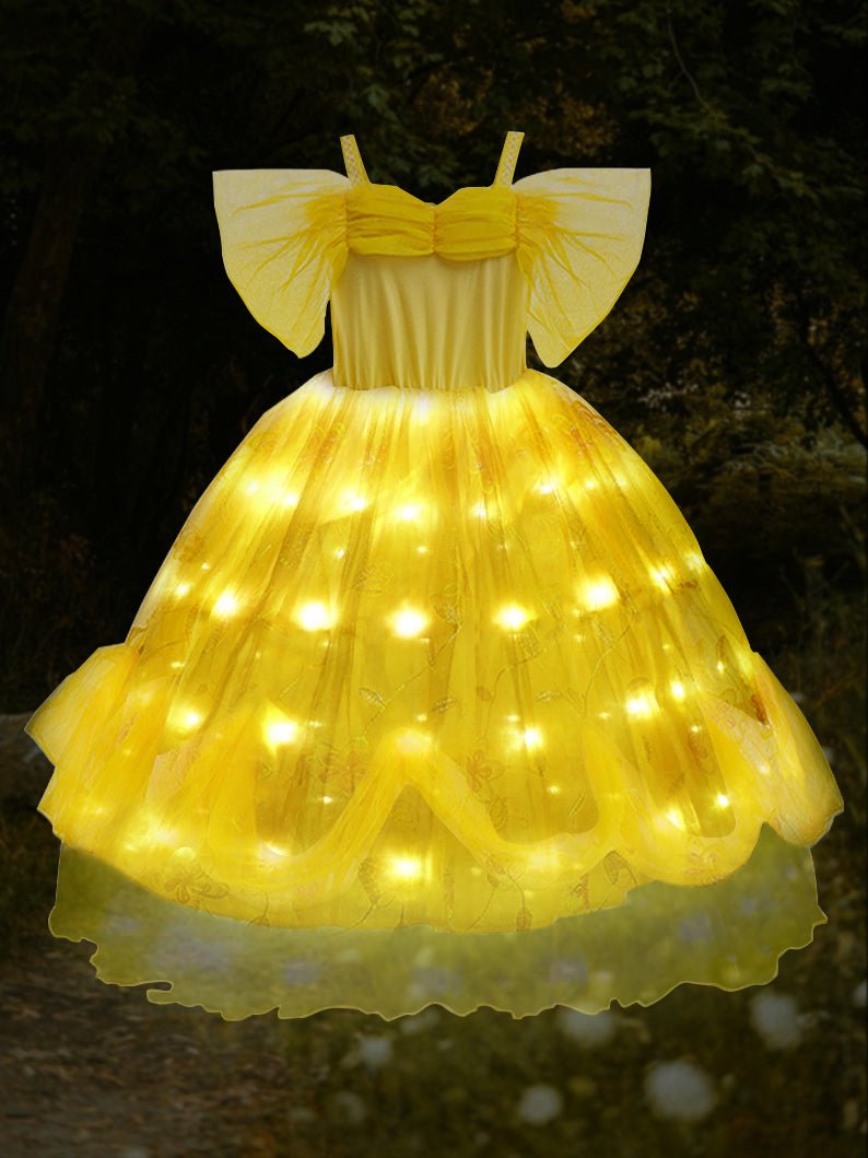 Glowing Short-sleeve Belle Princess Dress Up for Girls Costume Party - Uporpor - Uporpor