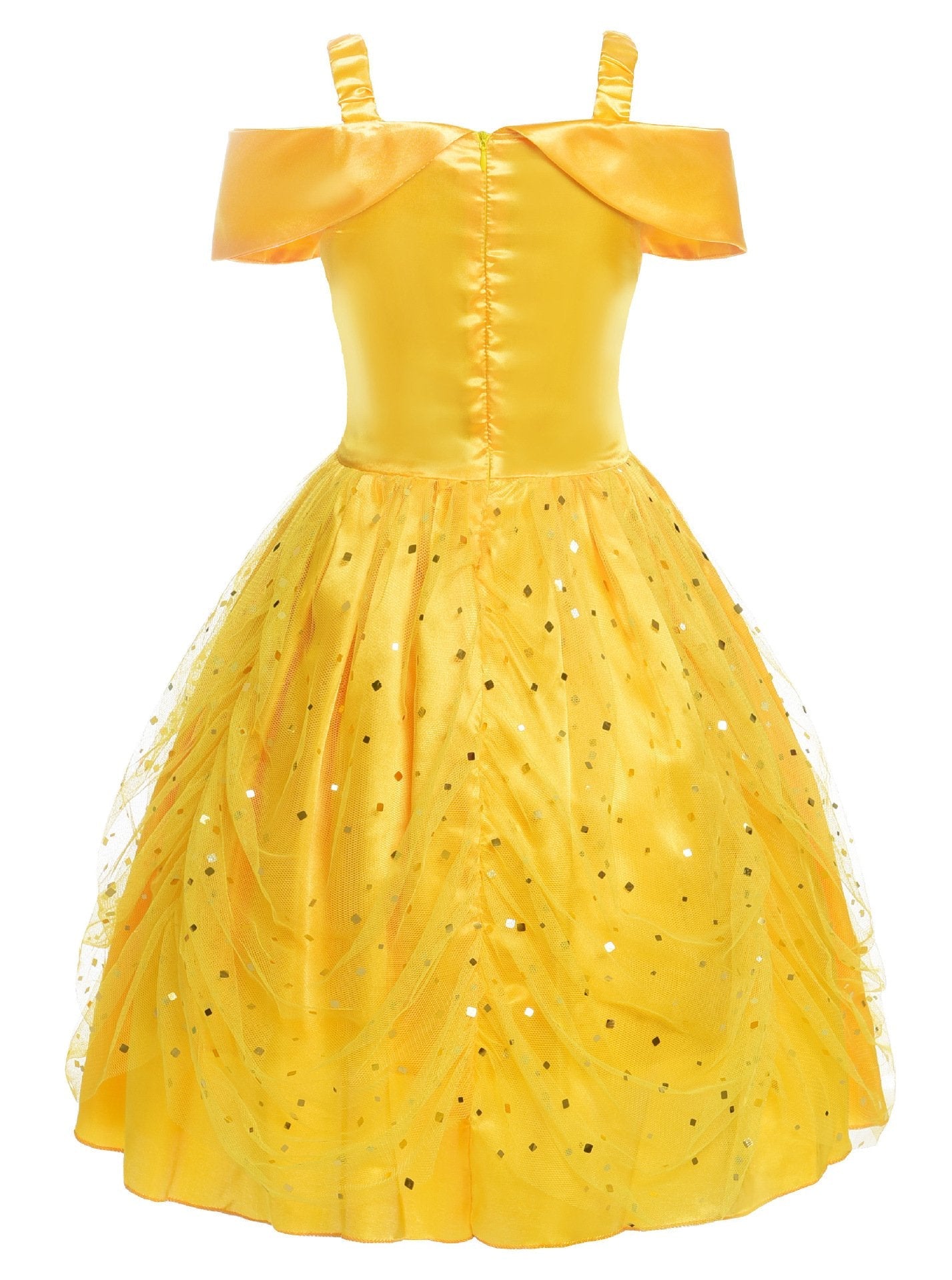 Light Up Belle Princess Costume Shoulder Layered Dress for Girls Party - UPORPOR - Uporpor