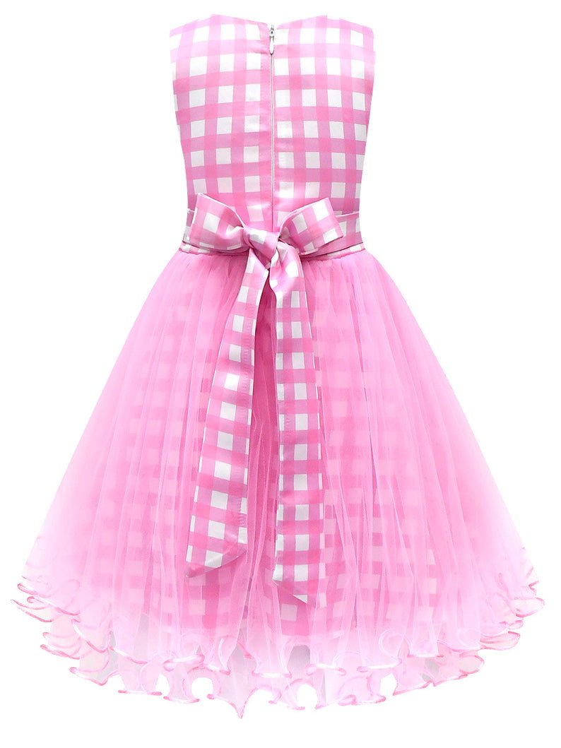 Light-up Brabei pink short-sleeve party dress for girls - Uporpor