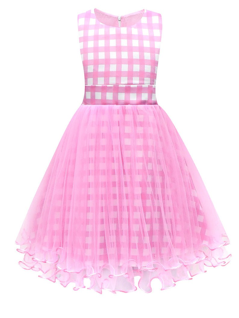 Light-up Brabei pink short-sleeve party dress for girls - Uporpor