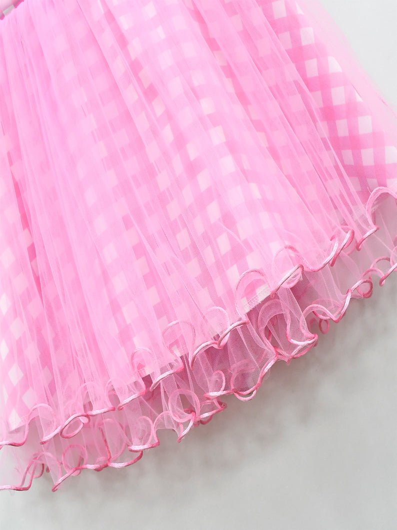 Light-up Brabei pink short-sleeve party dress for girls - Uporpor