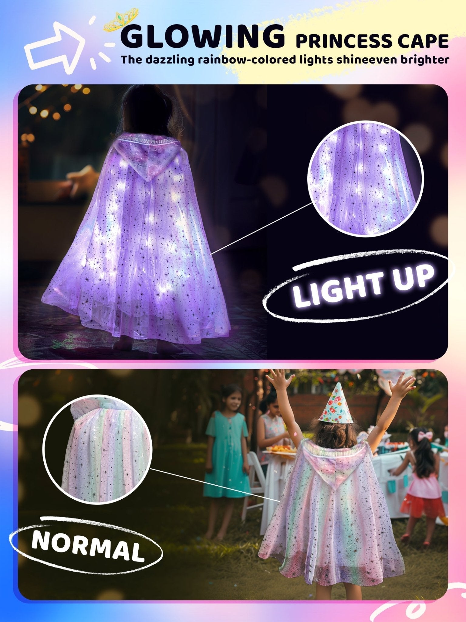 Light UP Cape for Girls - Uporpor - Uporpor