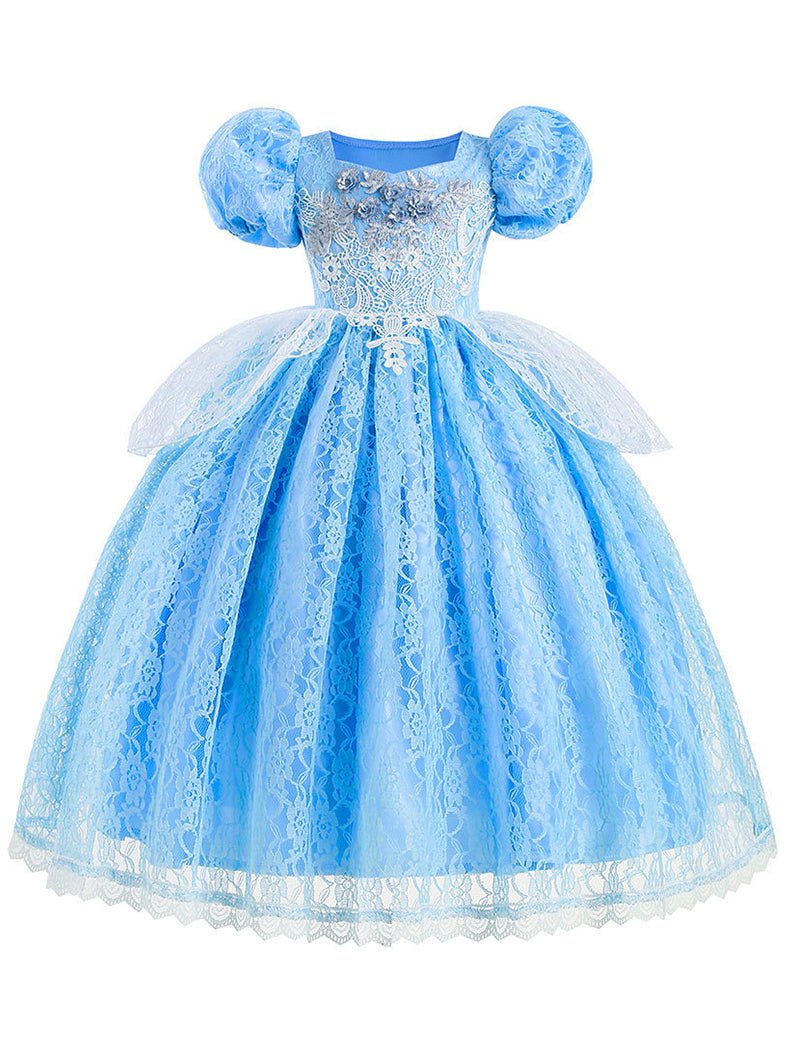 Light Up Cinderella Princess Lace Dress Up Costume for Girls Party - UPORPOR - Uporpor