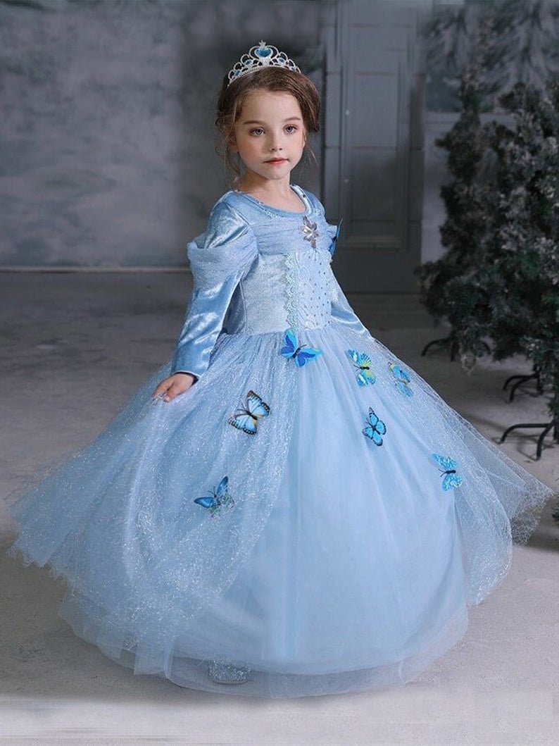 Light Up Cinderella Princess Long-Sleeve Dress Up Costume for Girls Halloween - UPORPOR - Uporpor