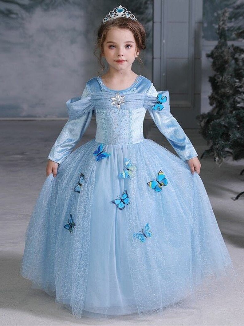 Light Up Cinderella Princess Long-Sleeve Dress Up Costume for Girls Halloween - UPORPOR - Uporpor