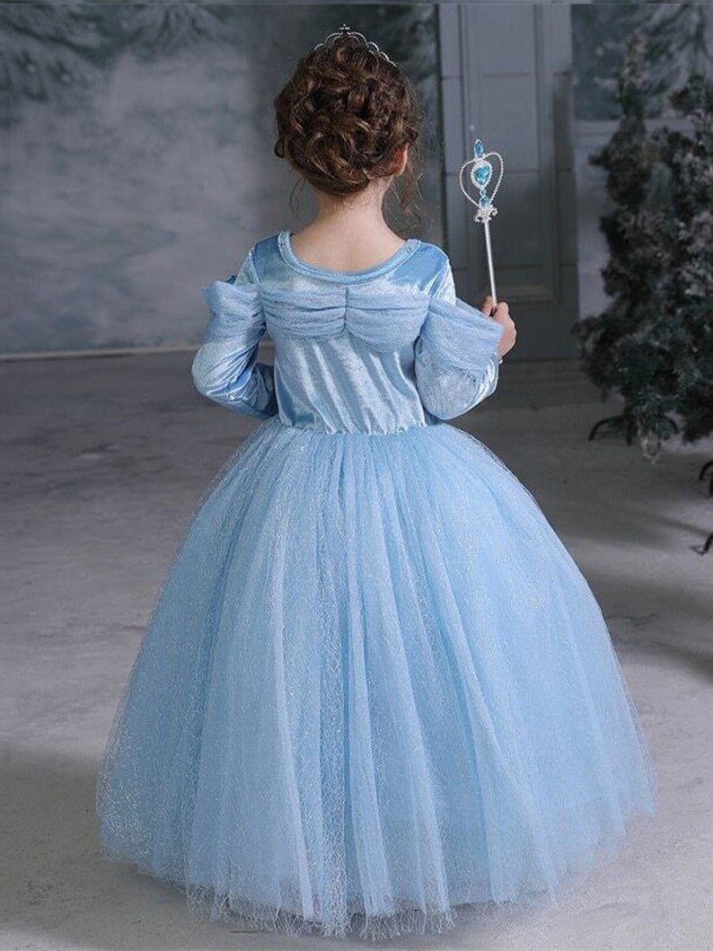 Light Up Cinderella Princess Long-Sleeve Dress Up Costume for Girls Halloween - UPORPOR - Uporpor