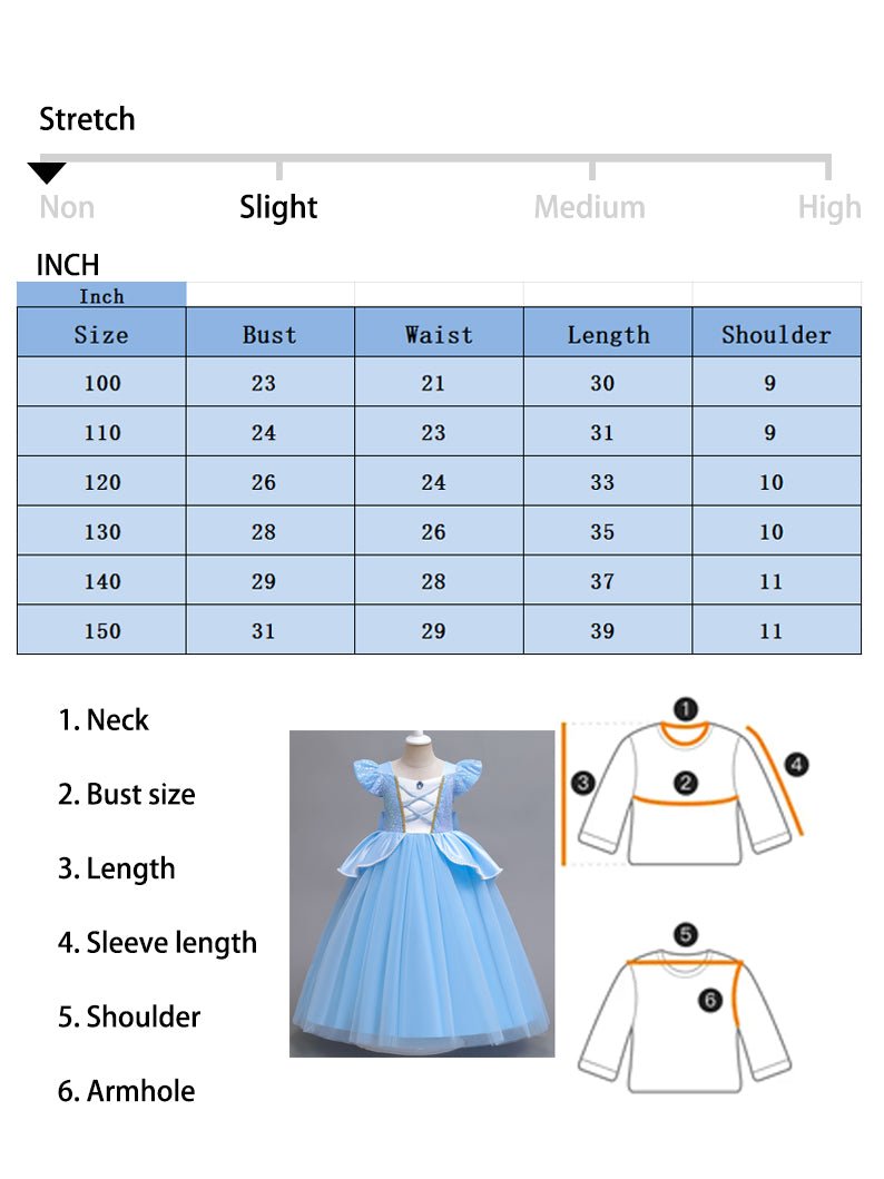 Light up Cinderella Puff Sleeve Princess Dresses for Girls Party - Uporpor - Uporpor