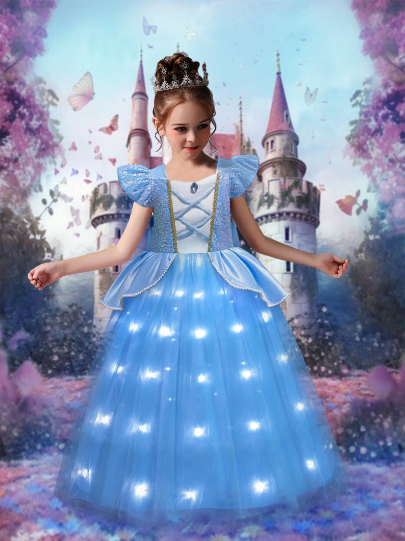 Light up Cinderella Puff Sleeve Princess Dresses - Uporpor