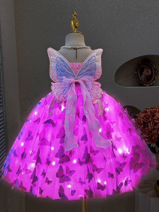 Light Up Girls Fairy Wings Butterfly Princess Dress - Uporpor - Uporpor