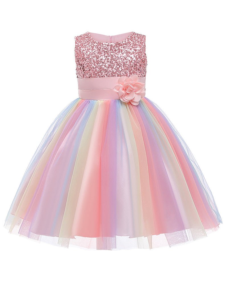 Light up Girls Sequin Rainbow Princess Party Dress - Uporpor - Uporpor