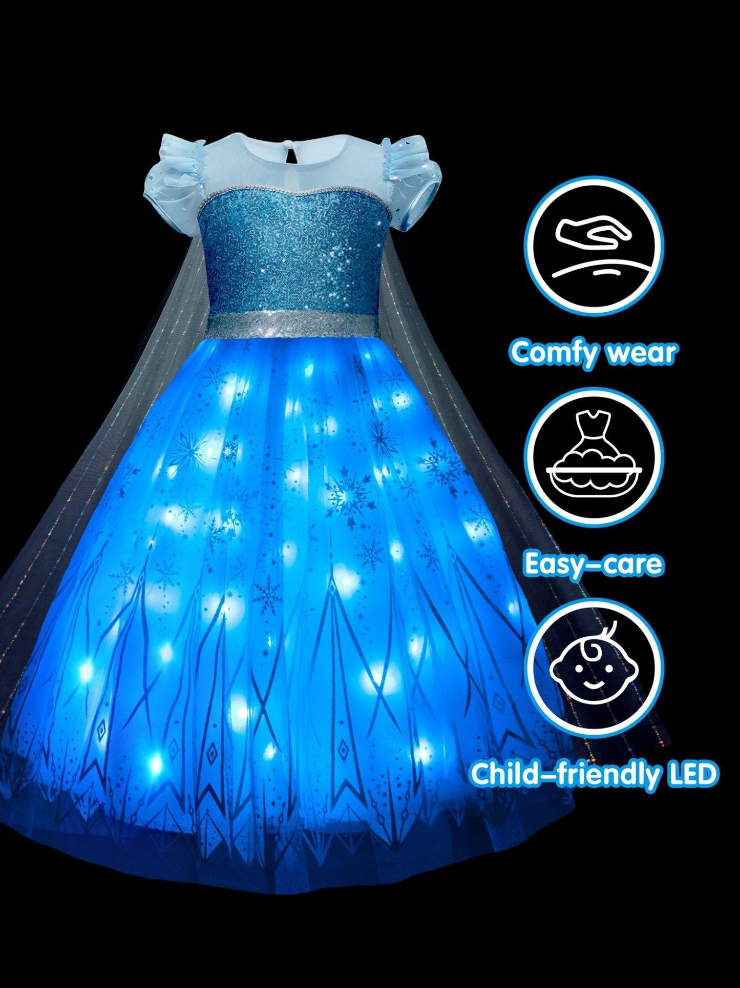 Light Up Ice Queen Costume For Girl - Uporpor