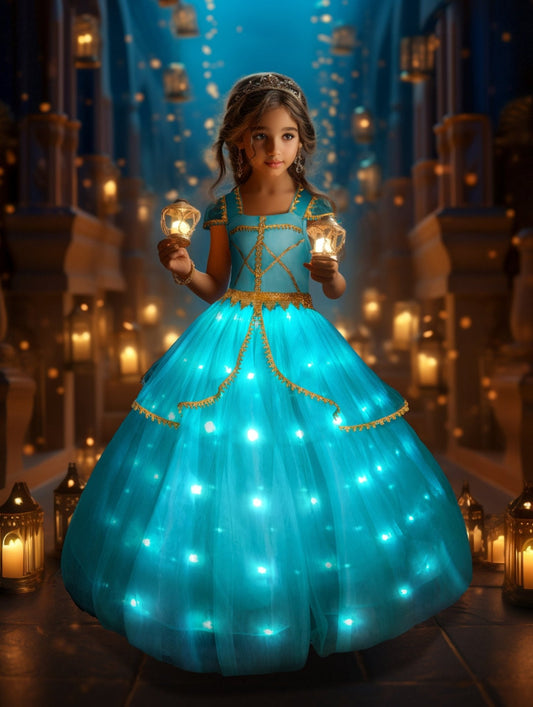 Light Up Jasmine Costume Princess Dresses for Halloween Cosplay Party - Uporpor - Uporpor