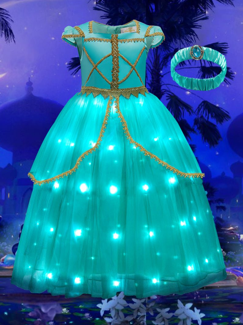 Light Up Jasmine Costume Princess Dresses for Halloween Cosplay Party - Uporpor - Uporpor