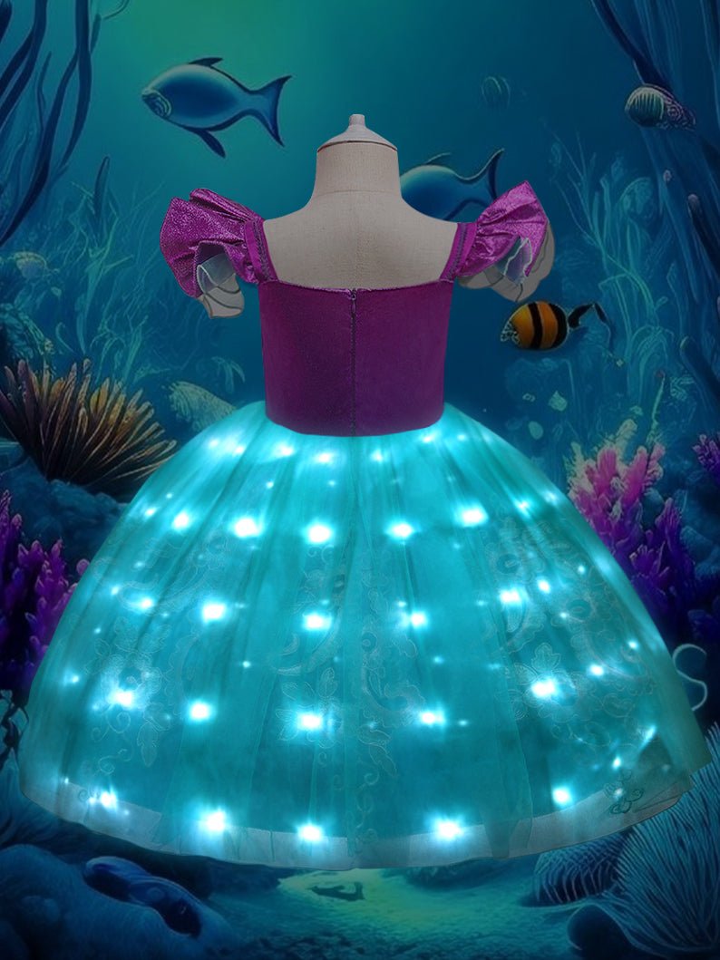 Light Up Mermaid Princess Dress Lace Tulle Costume for Girls Cosplay Party - UPORPOR - Uporpor