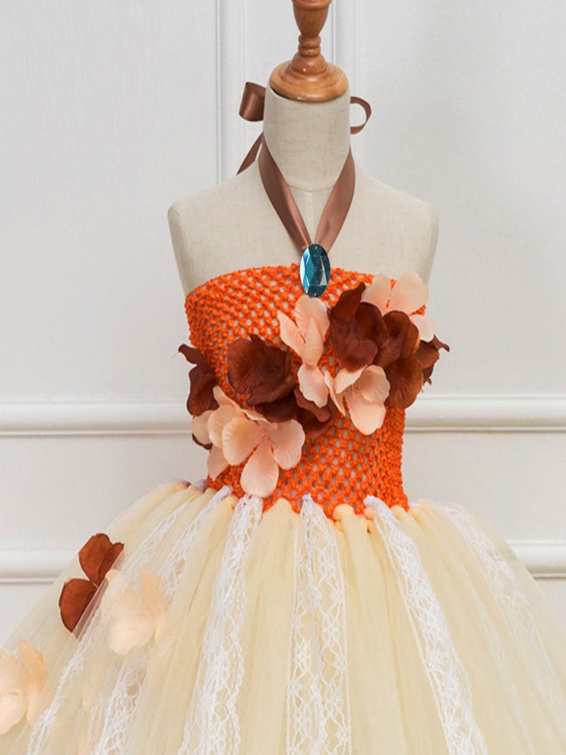 Light - Up Moana Lace Tulle Tutu Dress with Flower for Girls' Party - Uporpor - Uporpor