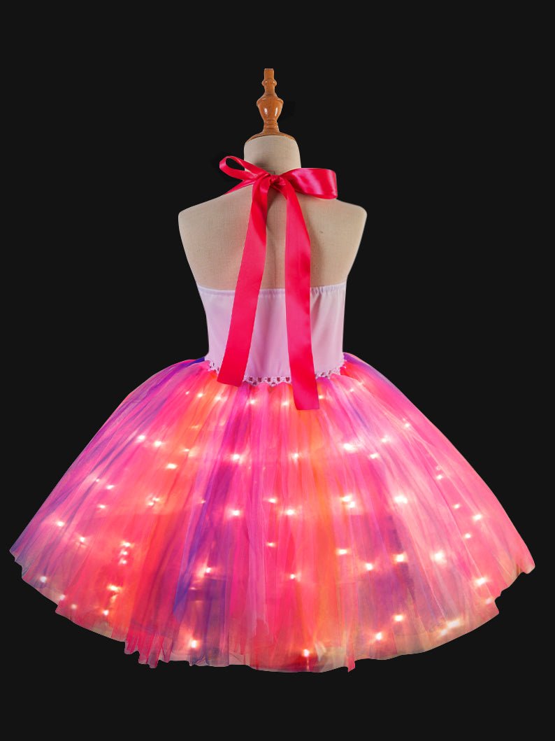 Light up Princess Mermaid Short-sleeve Dress for Girls Party -Uporpor