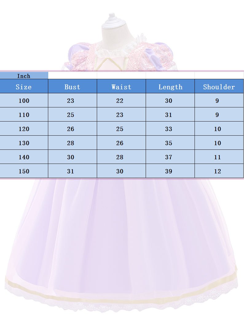 Light Up Rapunzel Princess Puff Sleeve Embroidery Sequins dress for Girls Party - Uporpor - Uporpor