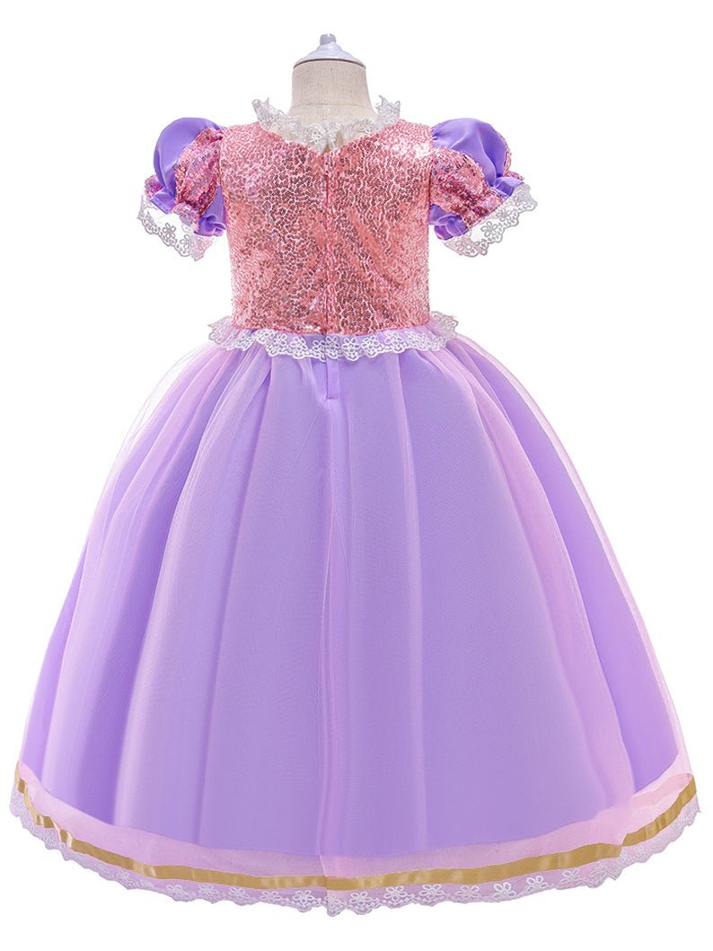 Light Up Rapunzel Princess Puff Sleeve Embroidery Sequins dress for Girls Party - Uporpor - Uporpor