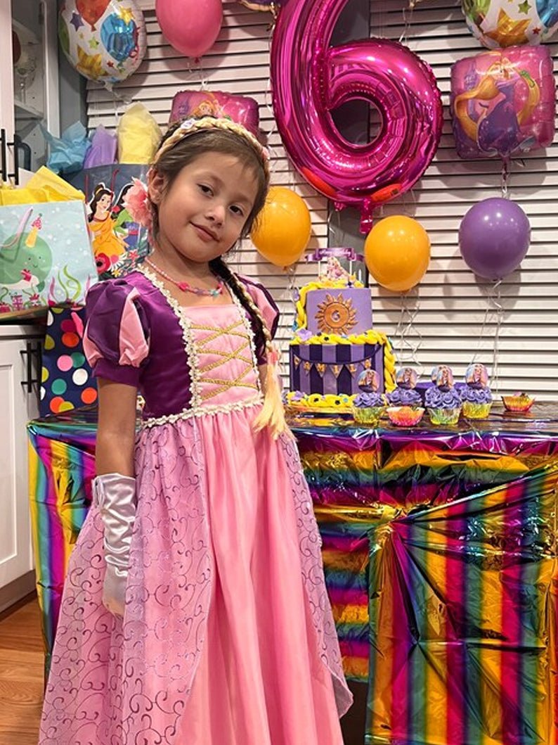 Light Up Rapunzel Princess Puff Sleeve Midi dress for Girls Party - Uporpor