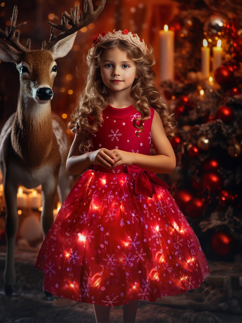 Light Up Snowflake Sleeveless Valentines outfit Princess Dress