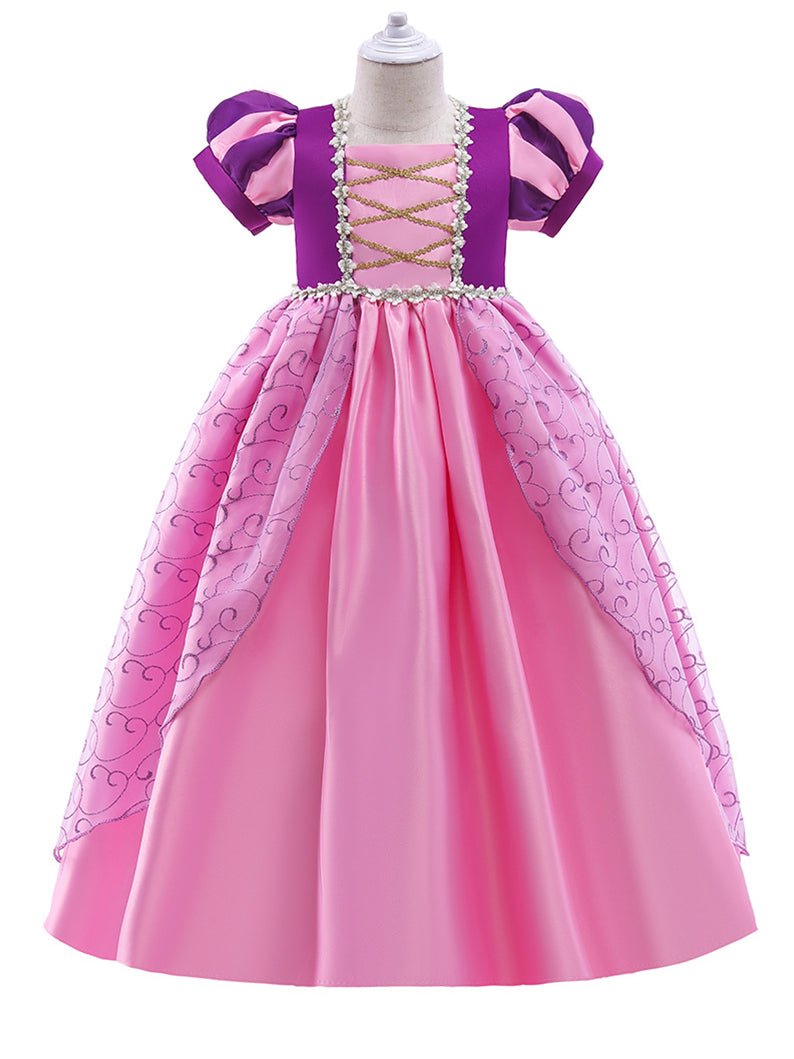 Light Up Rapunzel Princess Puff Sleeve Midi dress for Girls Party - Uporpor