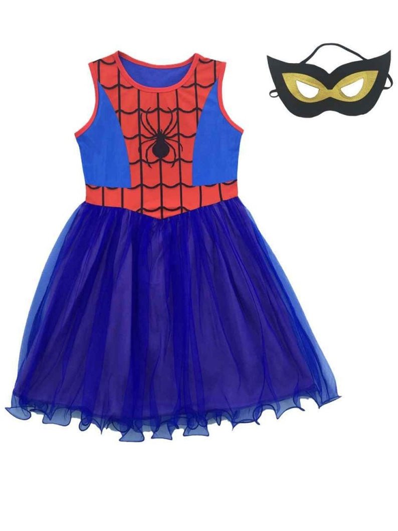 Light-up Spider-Girl Costume Dress with Super Hero Mask for Party - UPORPOR - Uporpor