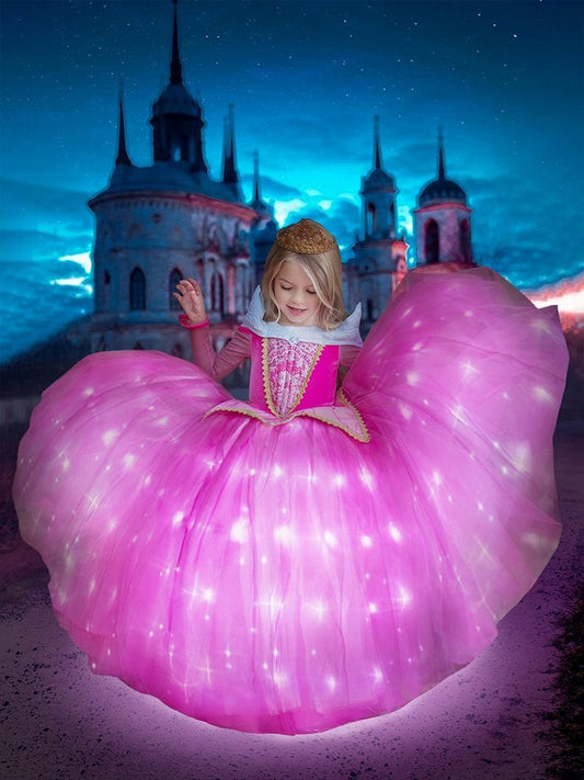 Light Up Princess Aurora Costume For Kids Sleeping Beauty - Uporpor