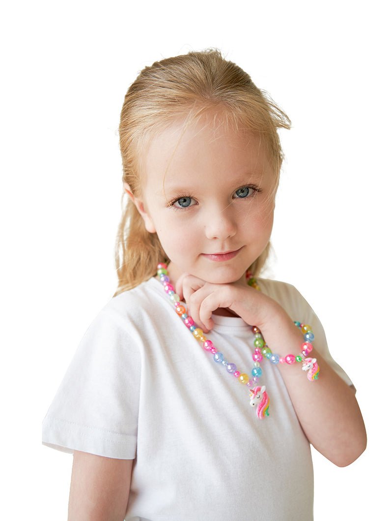 Unicorn Stretch Necklace Little Girl Necklace Bracelet Set- Uporpor - Uporpor