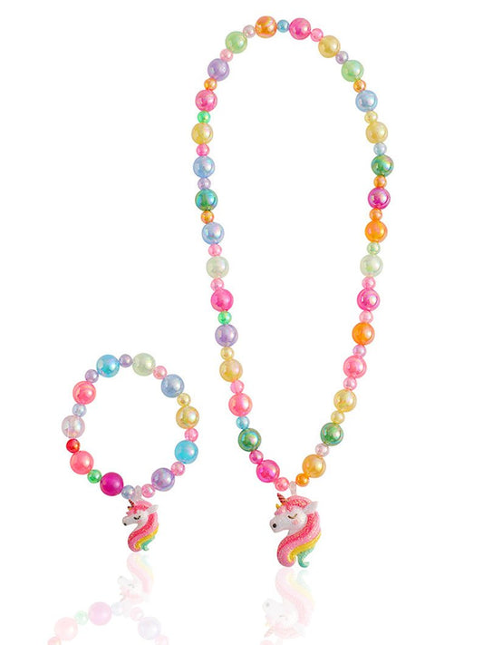 Unicorn Stretch Necklace Little Girl Necklace Bracelet Set- Uporpor - Uporpor