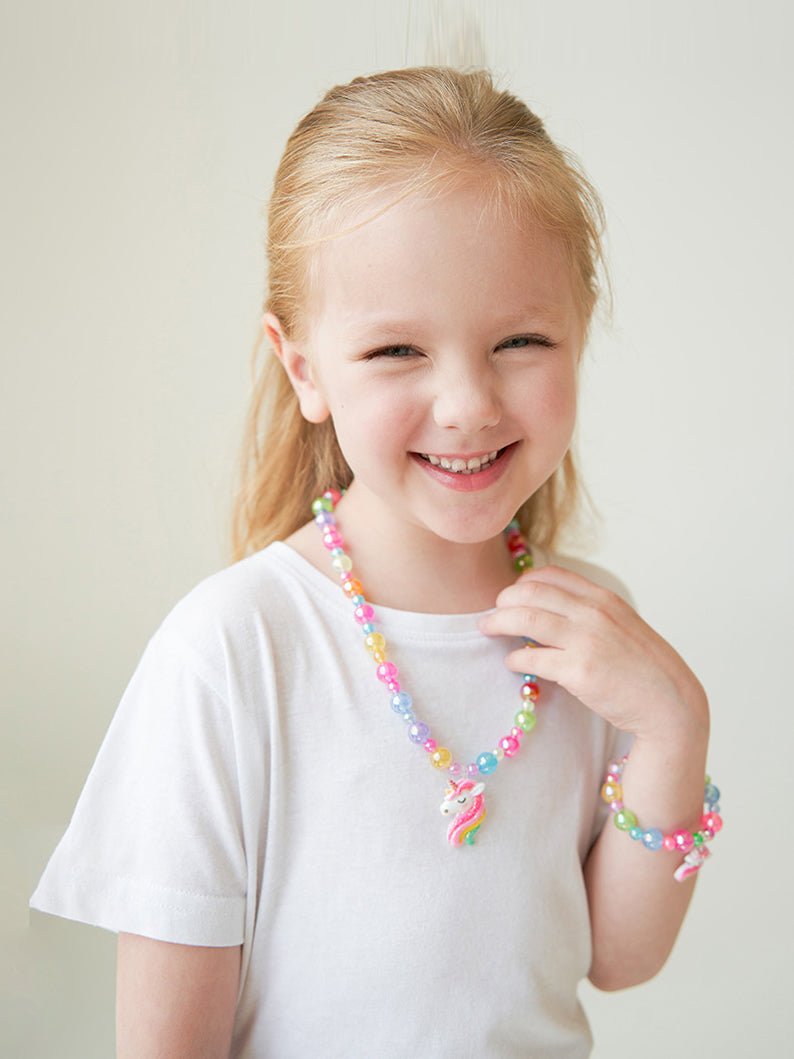 Unicorn Stretch Necklace Little Girl Necklace Bracelet Set- Uporpor - Uporpor