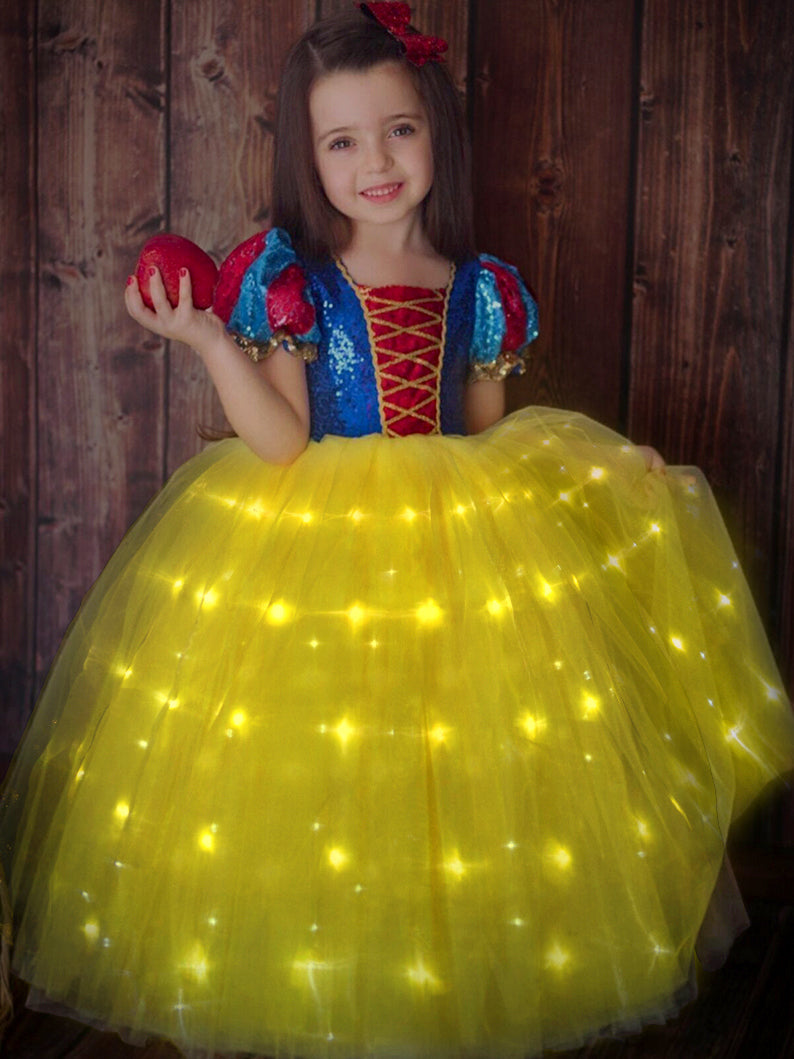 Snow White 3T-9T LED Yellow Fluffy Dress