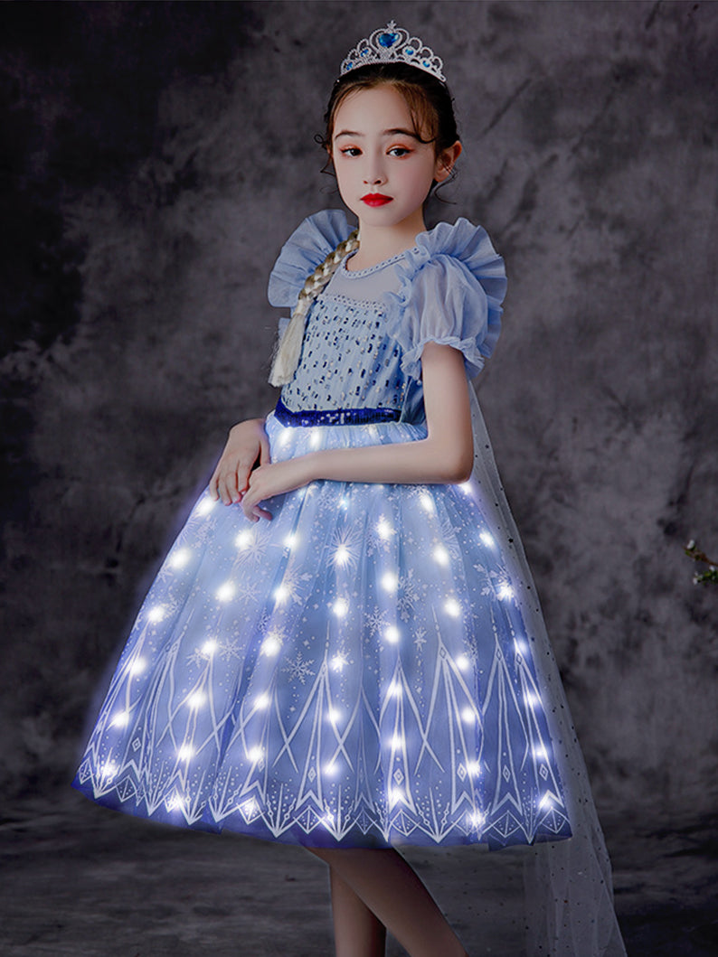 LED Light Elsa Snow Queen Dress