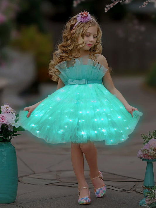 Princess Tulle Party LED Dress GREEN