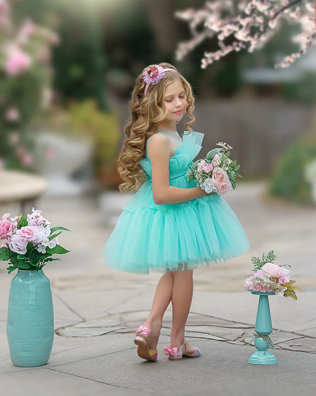 Princess Tulle Party LED Dress GREEN